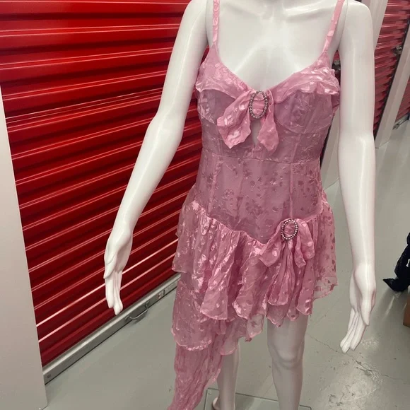 Pink Cosmo Asymmetrical Drapery Dress - Picture 7 of 15